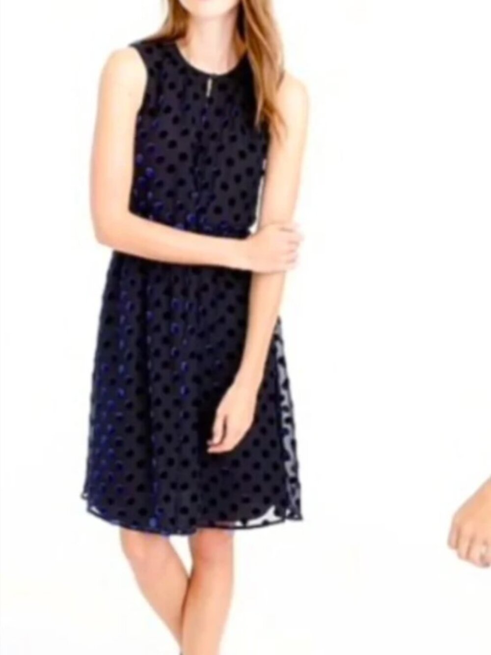 J.Crew - Silk Velvet Polka Dot Dress Black & Blue - SIZE 16